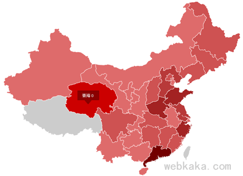 Flash charts地域分布统计图