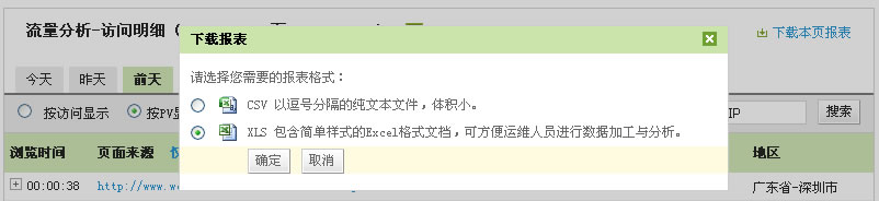 CNZZ访问明细统计-下载报表