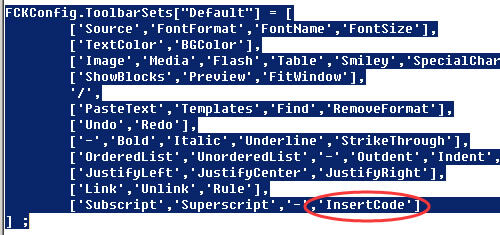 在Toolbar显示“'insertcode'”插件