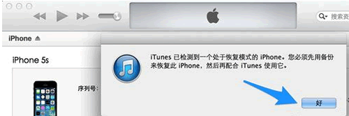 检测到恢复模式的 iPhone