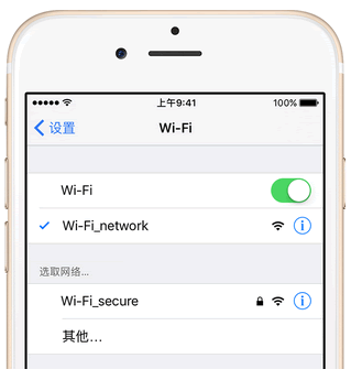 网络名称旁边出现蓝色勾号表示您已连接