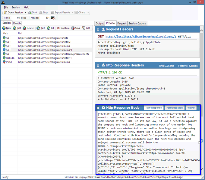 JSON 默认的Raw Response输出