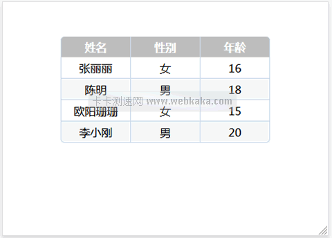 浅灰色大气通用Table表格CSS