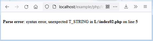 Parse error: syntax error, unexpected T_STRING