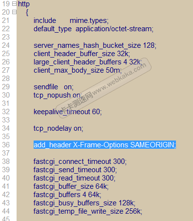 在http配置里设置X-Frame-Options