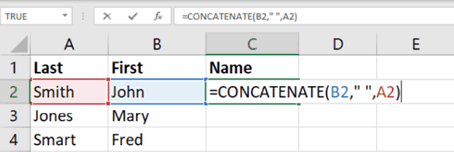 CONCATENATE 在 Excel 中连接文本字符串