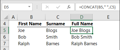CONCAT 在 Excel 中连接文本字符串