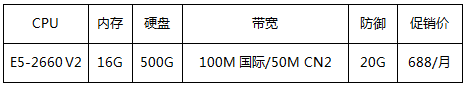 美国服务器E5-2660 V2/ 16G/ 500G SSD/，永久688元/月